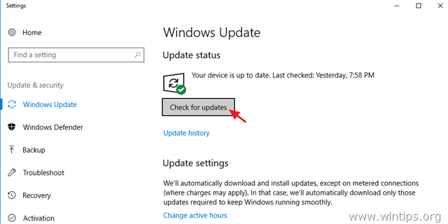 Verificação do Windows 10 para atualização