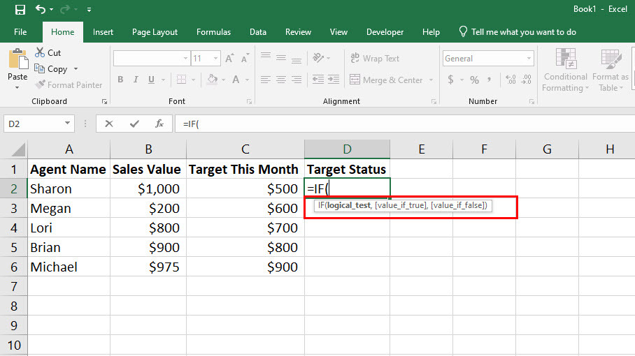 La structure de la formule Excel si alors