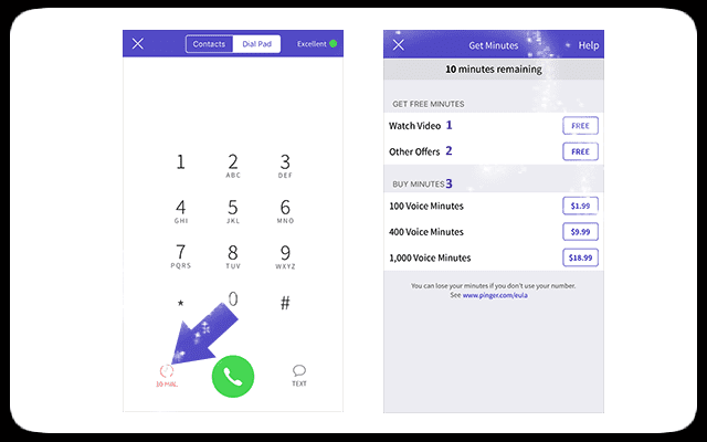 Kostenlose Anrufe und SMS für iPhone und iPod touch auf Pinger Textfree mit Voice-Tutorial