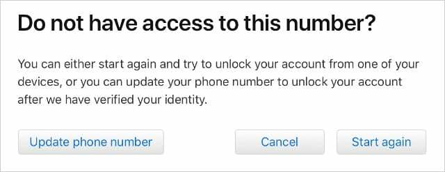 यदि आप iForgot webste पर वर्तमान नंबर का उपयोग नहीं कर सकते हैं तो फ़ोन नंबर अपडेट करने का विकल्प