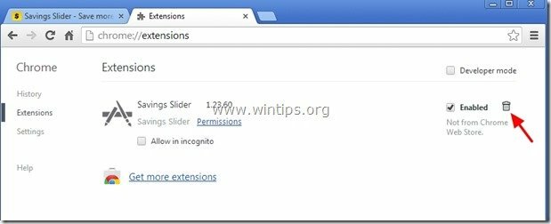 видалити повзунок збереження chrome