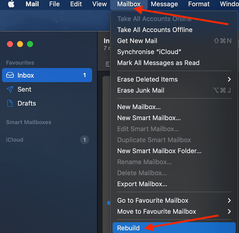 Apple Mail reconstruire la boîte aux lettres