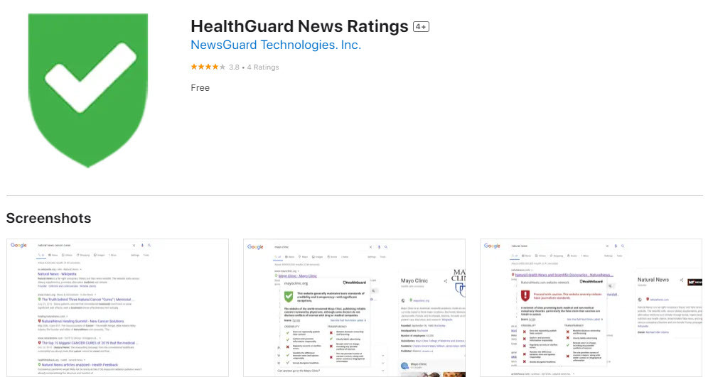 Extensia HealthGuard News Ratings Safari ajută la verificarea știrilor online