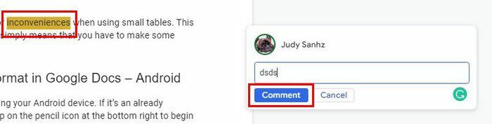 Google Docs Kommentar hinzufügen