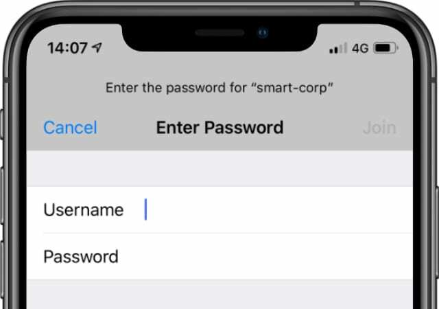 Bildschirm zur Eingabe des WLAN-Passworts auf dem iPhone X
