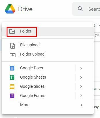 Google Drive ახალი საქაღალდე