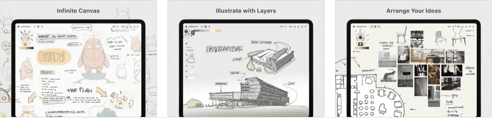 Aplikacija Concepts za beležke za iPad