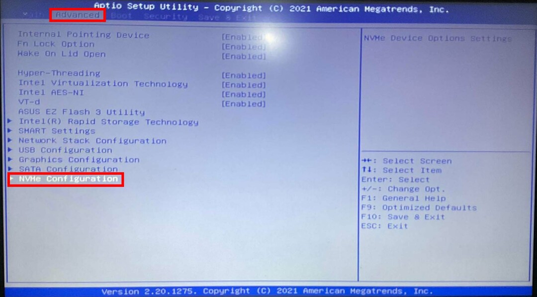 Kako namestiti NVMe SSD v BIOS, ki dostopa do konfiguracije NVMe