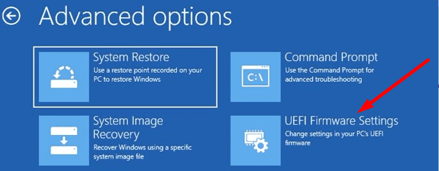 uefi firmware პარამეტრები Windows 10