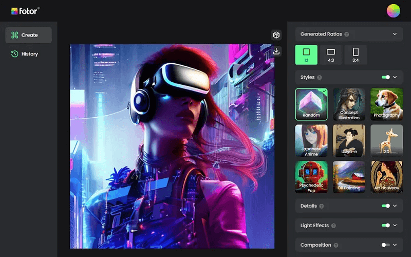 Generator obrazów AI firmy Fotor