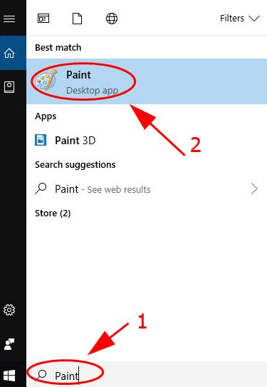 Ανοίξτε το Paint από την αναζήτηση των Windows