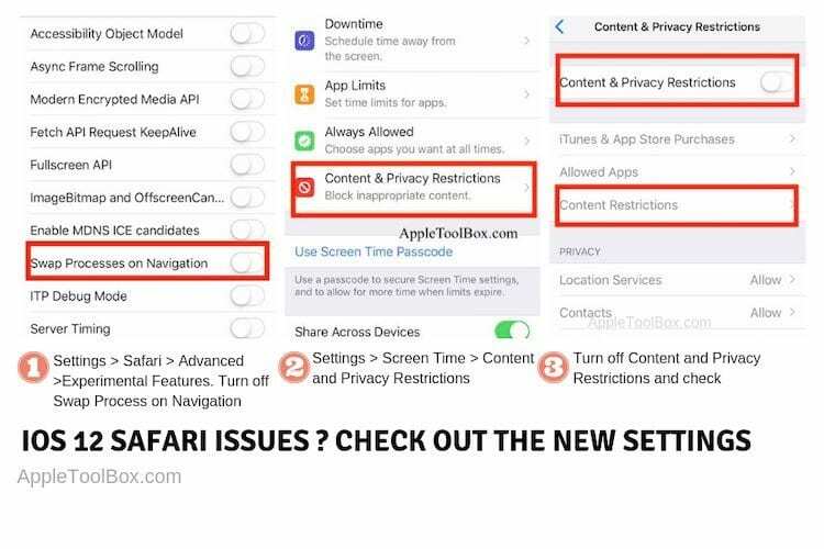„iOS 12 Safari“ neveikia, kaip pataisyti