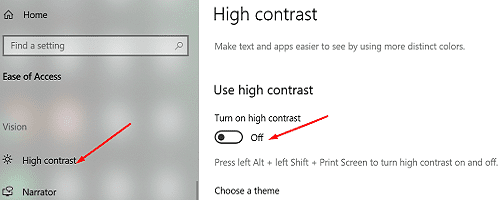 windows-10-висок контраст-режим