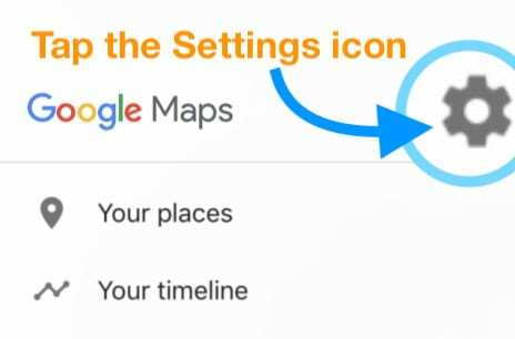 Google Maps i appen Inställningsmenyikon