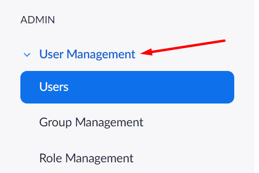 zoom configurações de gerenciamento de usuário