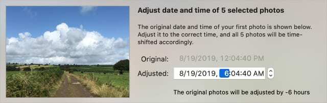 Pas het datum- en tijdvenster aan voor meerdere foto's op een Mac