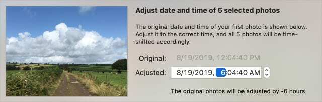 Juster dato- og klokkeslettvinduet for flere bilder på en Mac
