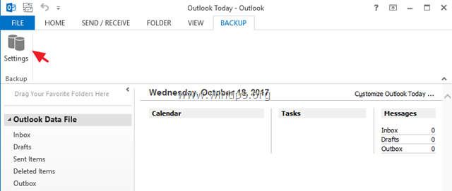 автоматичне резервне копіювання Outlook 2016, 2013