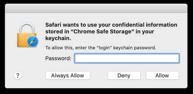 permitir que as chaves do iCloud armazenem senhas do Chrome e informações seguras de armazenamento