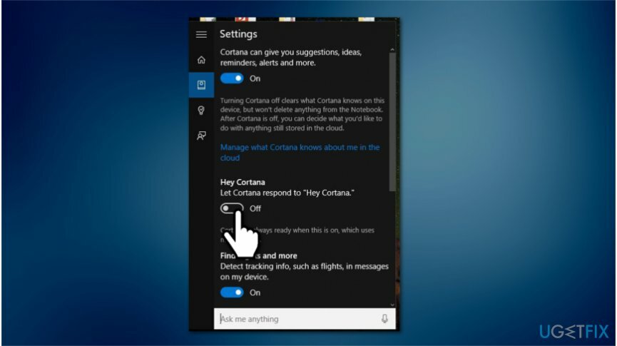 Se débarrasser de la notification Cortana