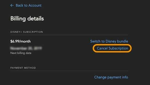annuller Disney+ ved hjælp af Disneys websted
