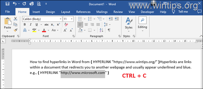 วิธีการเปลี่ยนลิงค์ใน Word Hyperlinks