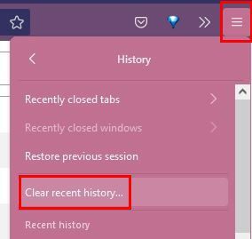 Firefox borra el historial reciente