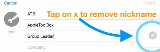כיצד למחוק כינוי או שם אחר מאפליקציית אנשי הקשר iOS