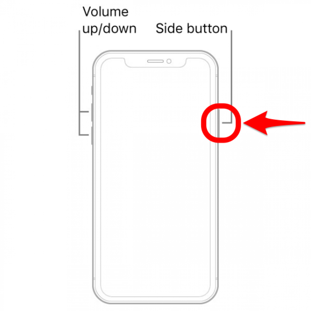 साइड बटन को दबाकर रखें - iPhone xs मैक्स को रीबूट कैसे करें