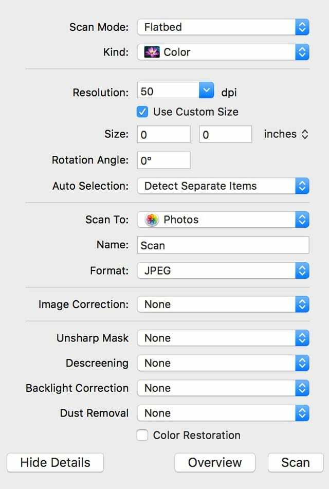 Cómo escanear imágenes de fotos usando iPhoto o Photos en una Mac