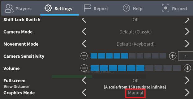 mude o modo gráfico para manual