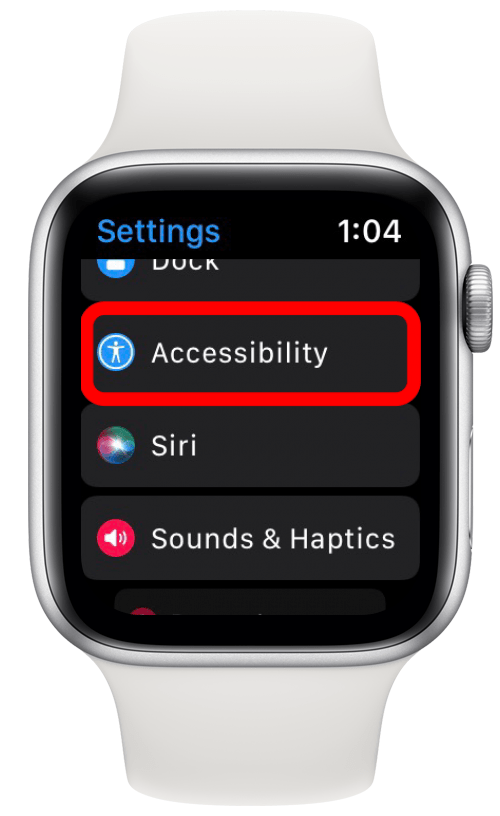 Aşağı kaydırın ve Erişilebilirlik'e dokunun.