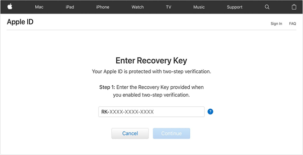 Restablecer la contraseña de ID de Apple: tener habilitada la verificación en dos pasos