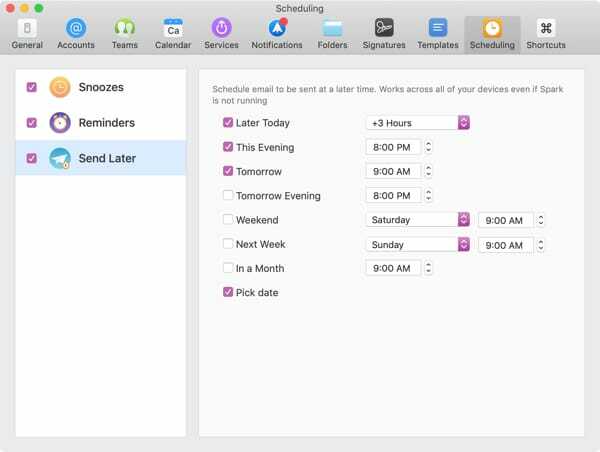 Personalizați Trimiteți mai târziu pe Mac
