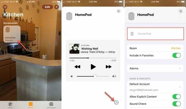 HomePod Endre navn - iPhone