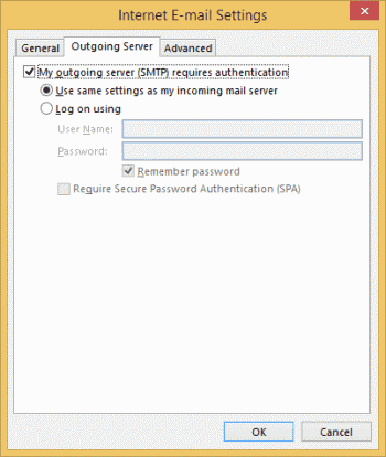 Outlook Yahoo IMAP Setări server de ieșire