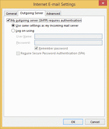 Outlook Yahoo IMAP-Ausgangsservereinstellungen