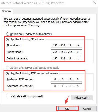 Endereços do servidor DNS