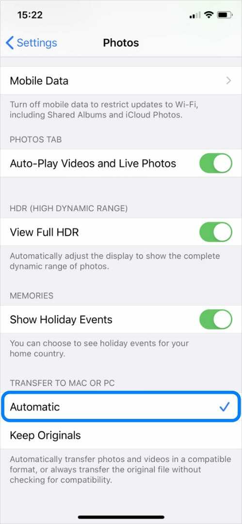 Bilgisayar aktarımlarını dönüştürmek için Otomatik seçeneğiyle fotoğraf ayarları