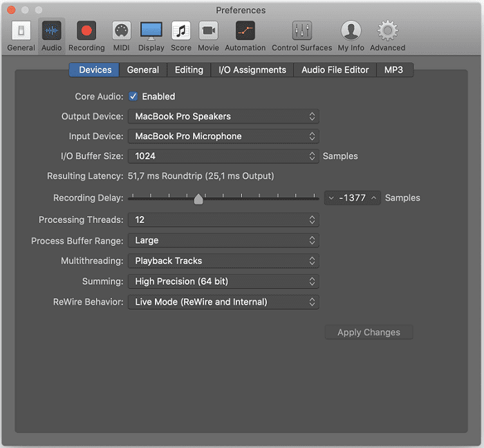 la configuración de audio de macbook corrige el ruido pulsante