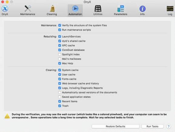 OnyX - Logiciel de nettoyage Mac