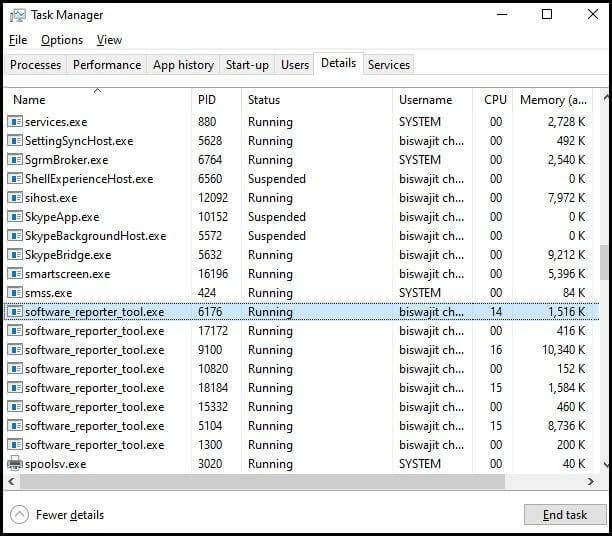 Skärmdump av Task Manager