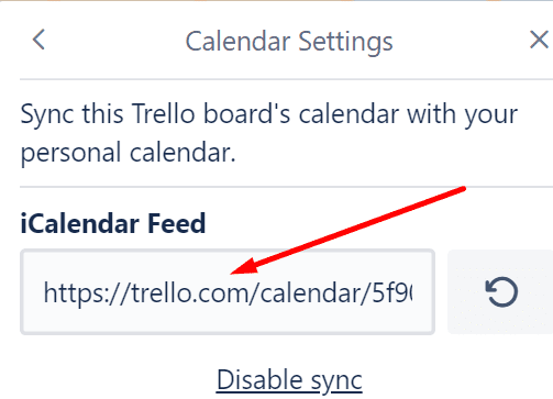 trello calendar feed