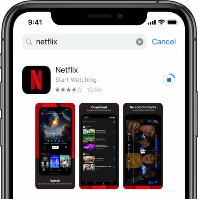 Netflix laster ned på en iPhone XS