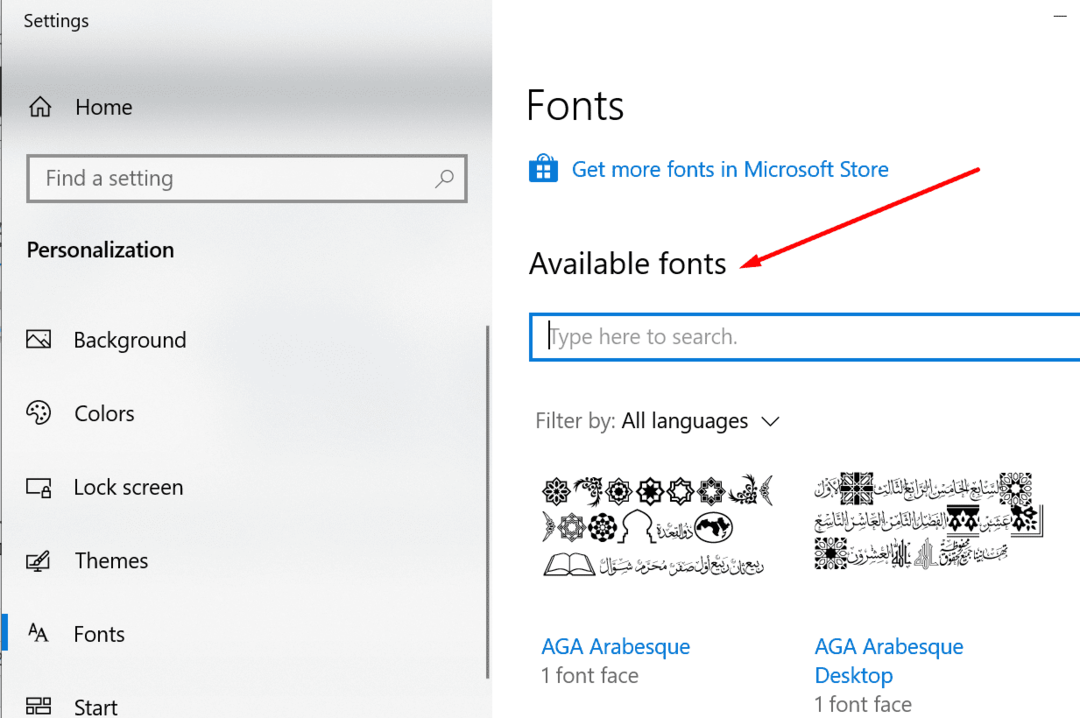 font yang tersedia windows 10