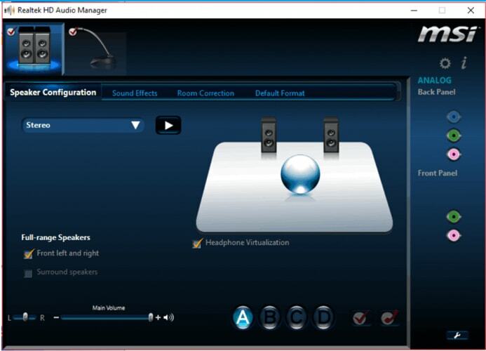 Gestionnaire audio Realtek HD