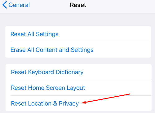 Restablecer ubicación y privacidad iphone