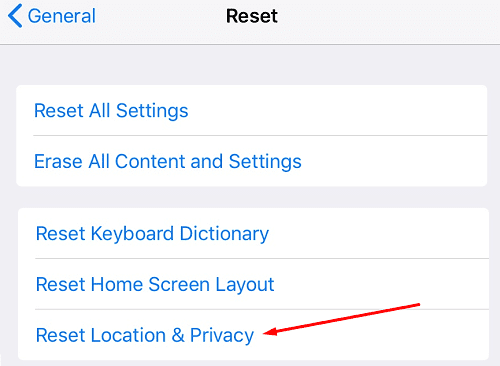 Resetați locația și confidențialitatea iPhone