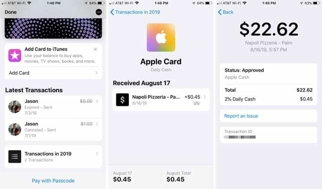 Apple Cash Tranzacții iPhone