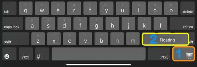 aktiver flydende tastatur på iPad fuld størrelse tastatur